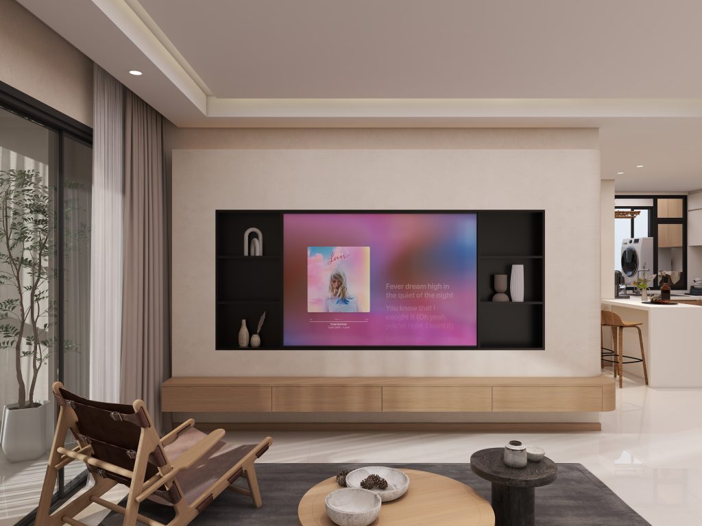 Living Suspended Tv Console & Tv Feature Wall (11 feet)