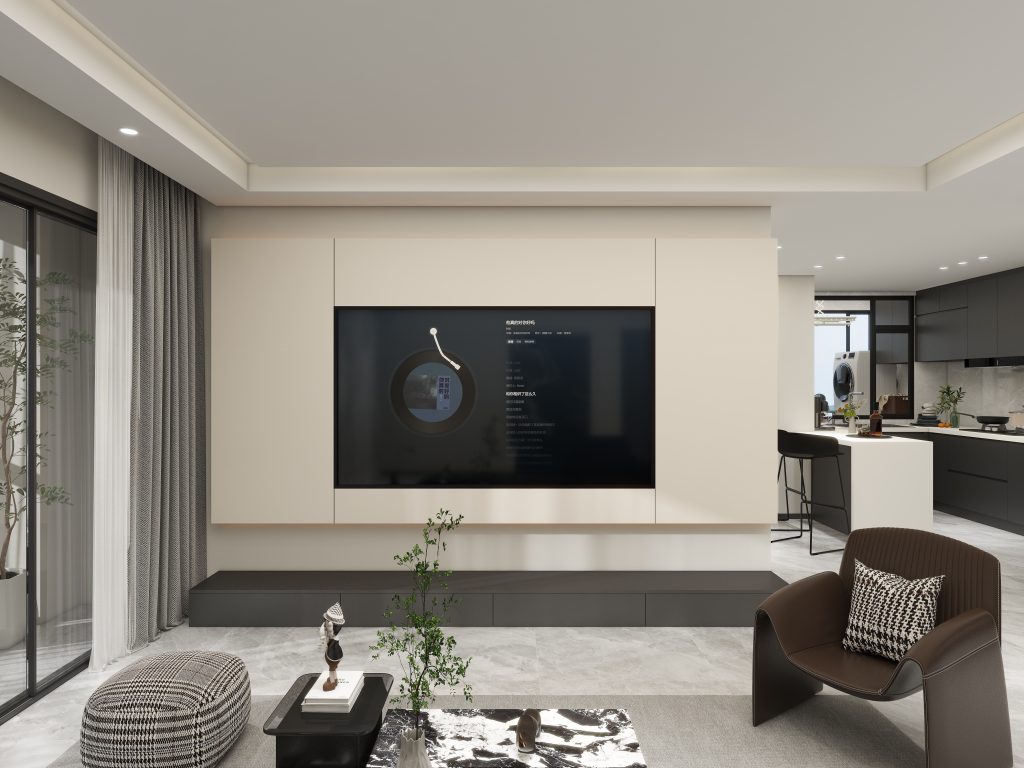 Living Suspended Tv Console & Tv Feature Wall (11 feet)