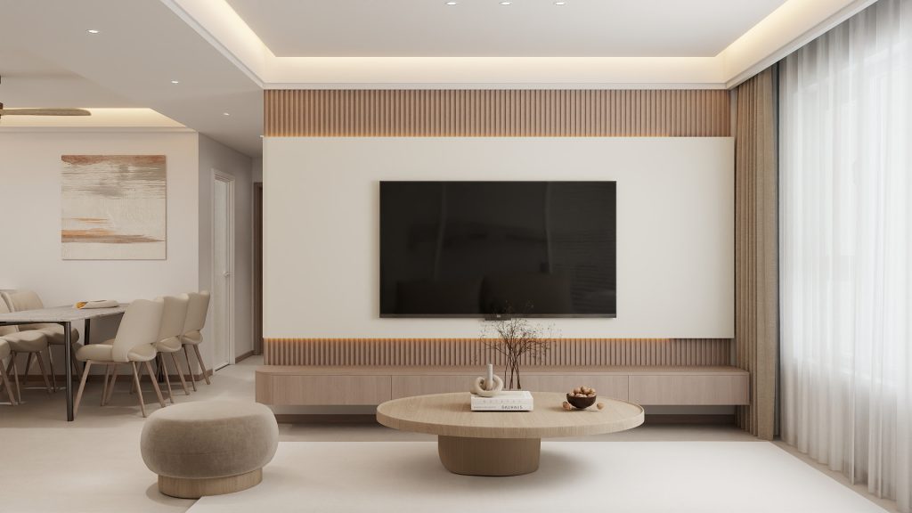 Living Suspended Tv Console & Tv Feature Wall (11 feet)
