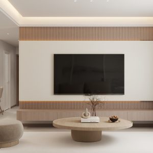 Living Suspended Tv Console & Tv Feature Wall (11 feet)