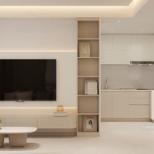 Living Suspended Tv Console & Tv Feature Wall & full height display cabinet (6 feet)