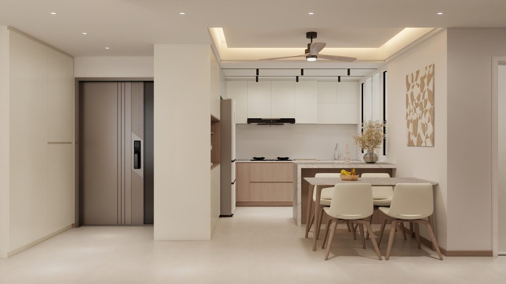 Woodgrove Ascent-93-B (9) Foyer Full Height Shoes Cabinet and Bomb Shelter Door