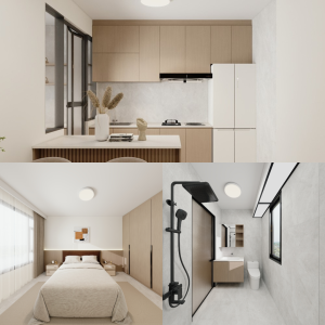 Pasir Ris Costa Grove 4-Room Design B (Kitchen, Master Bedroom, and Bathroom Cabinets)