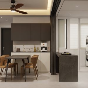 Dinning Bottom Cabinet with Top hung Cabinet without open shelve