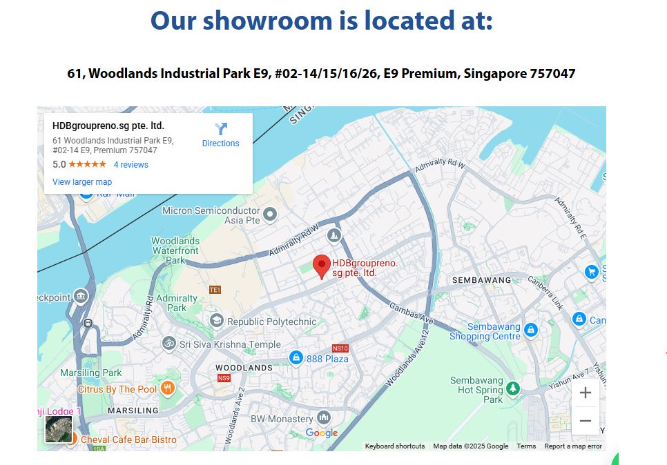 HDB Group Reno Showroom Map Singapore