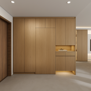 Foyer Full Height Shoes Cabinet and Bomb Shelter Door (9 feet)