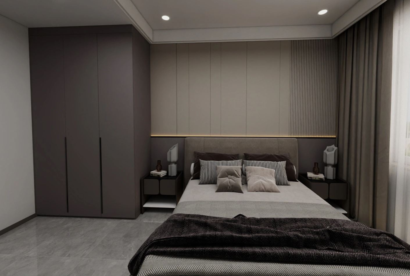Master Bedroom Bedhead with LED Strip & Feature Wall