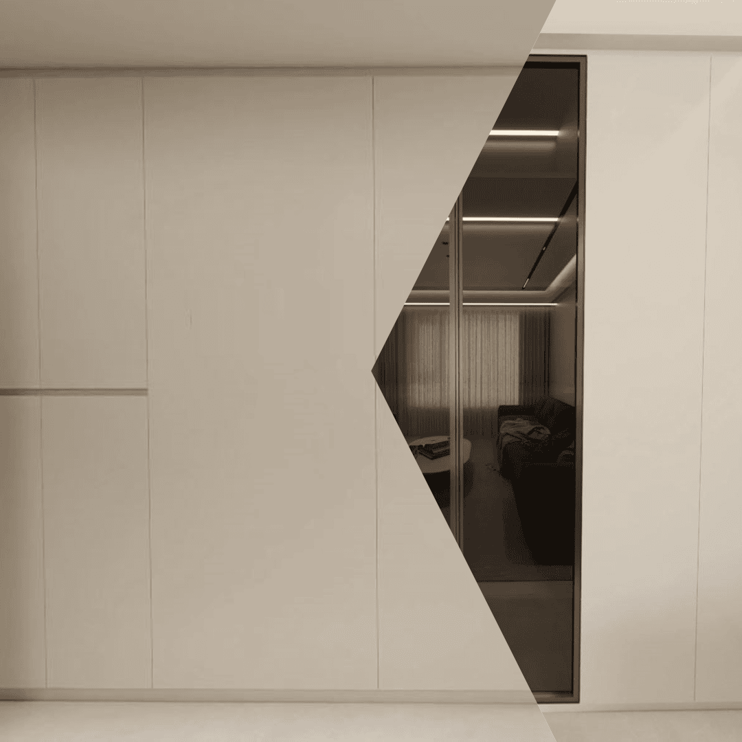 Foyer Full Height Shoes Cabinet and Bomb Shelter Door & Living Full Height Storage