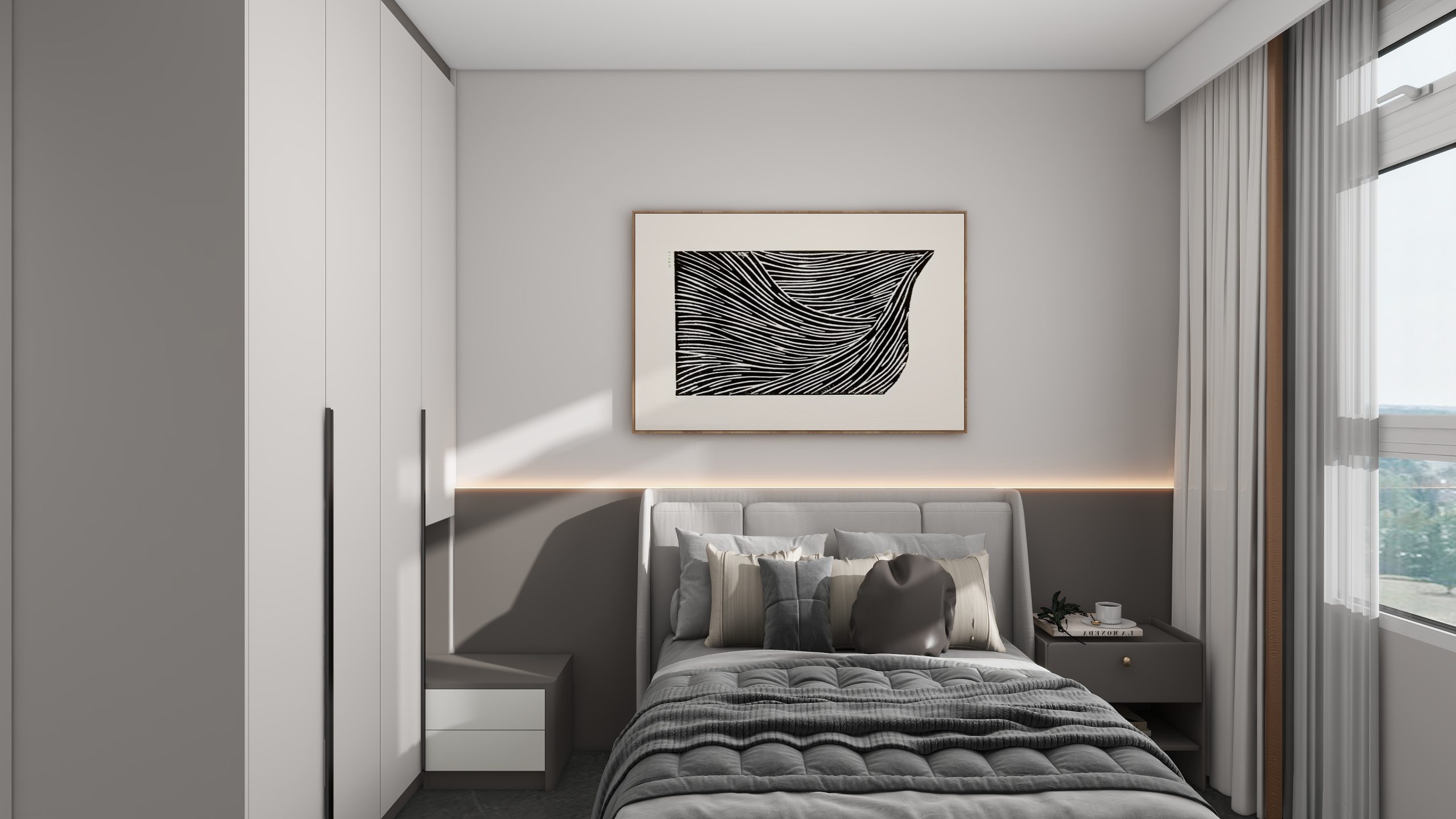 Master Bedroom Headboard with LED Strip