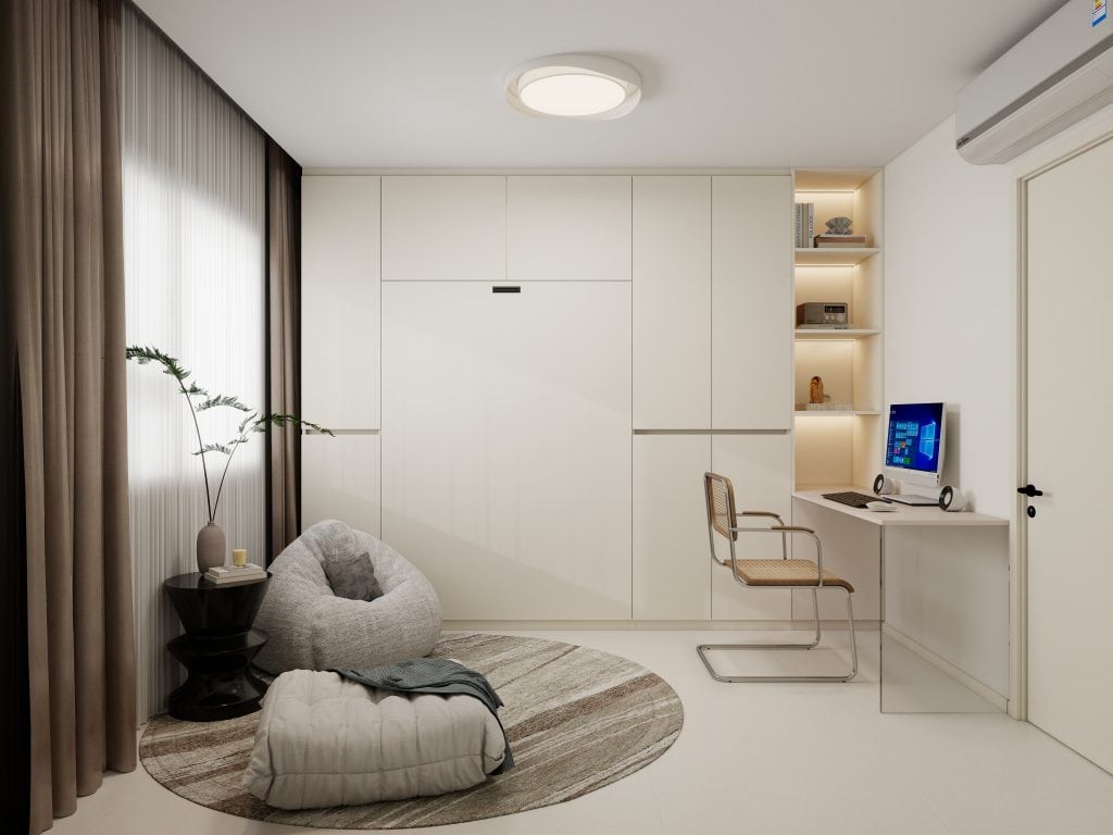 Beamless ceiling with soft cove lighting in Tengah BTO flat