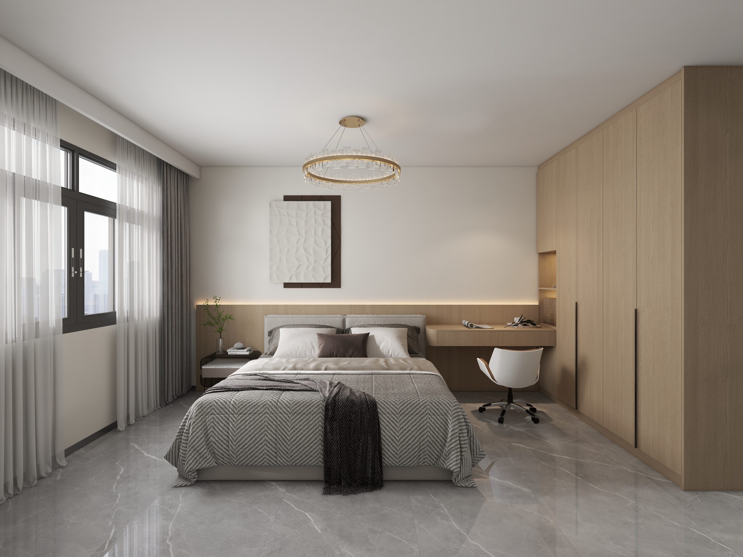 Master Bedroom Headboard with LED Strip