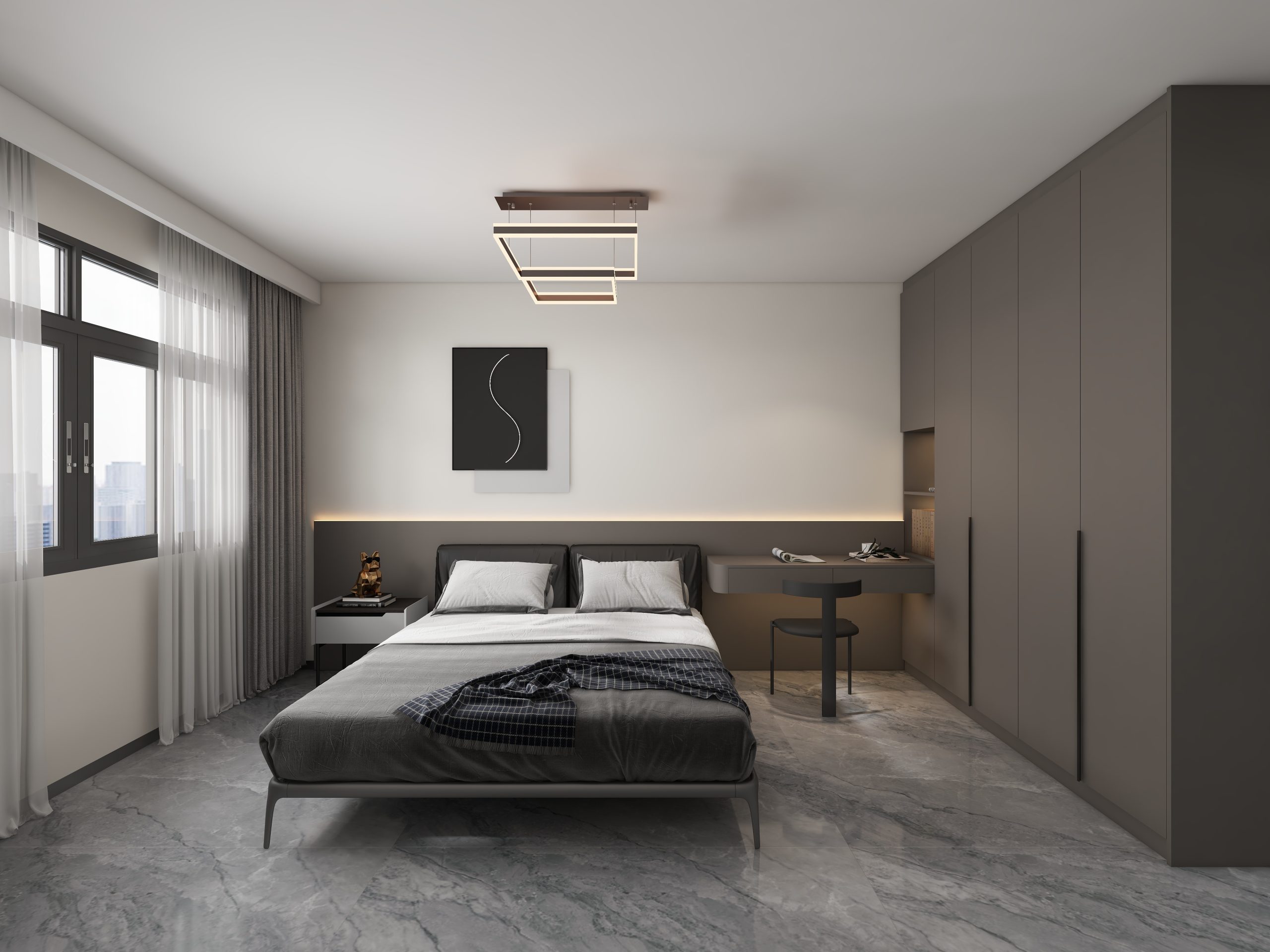Master Bedroom Headboard with LED Strip
