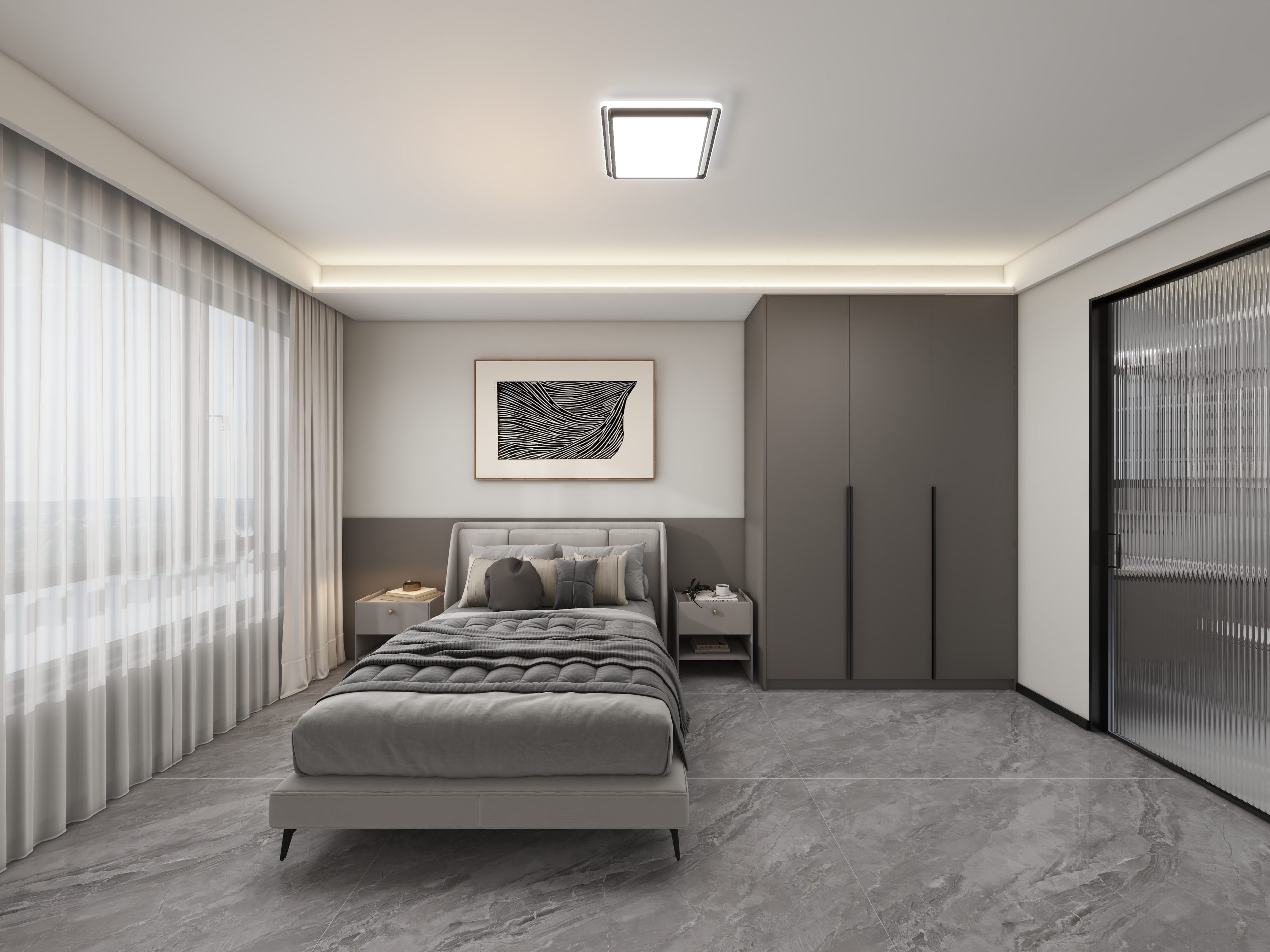 Master Bedroom Headboard with LED Strip