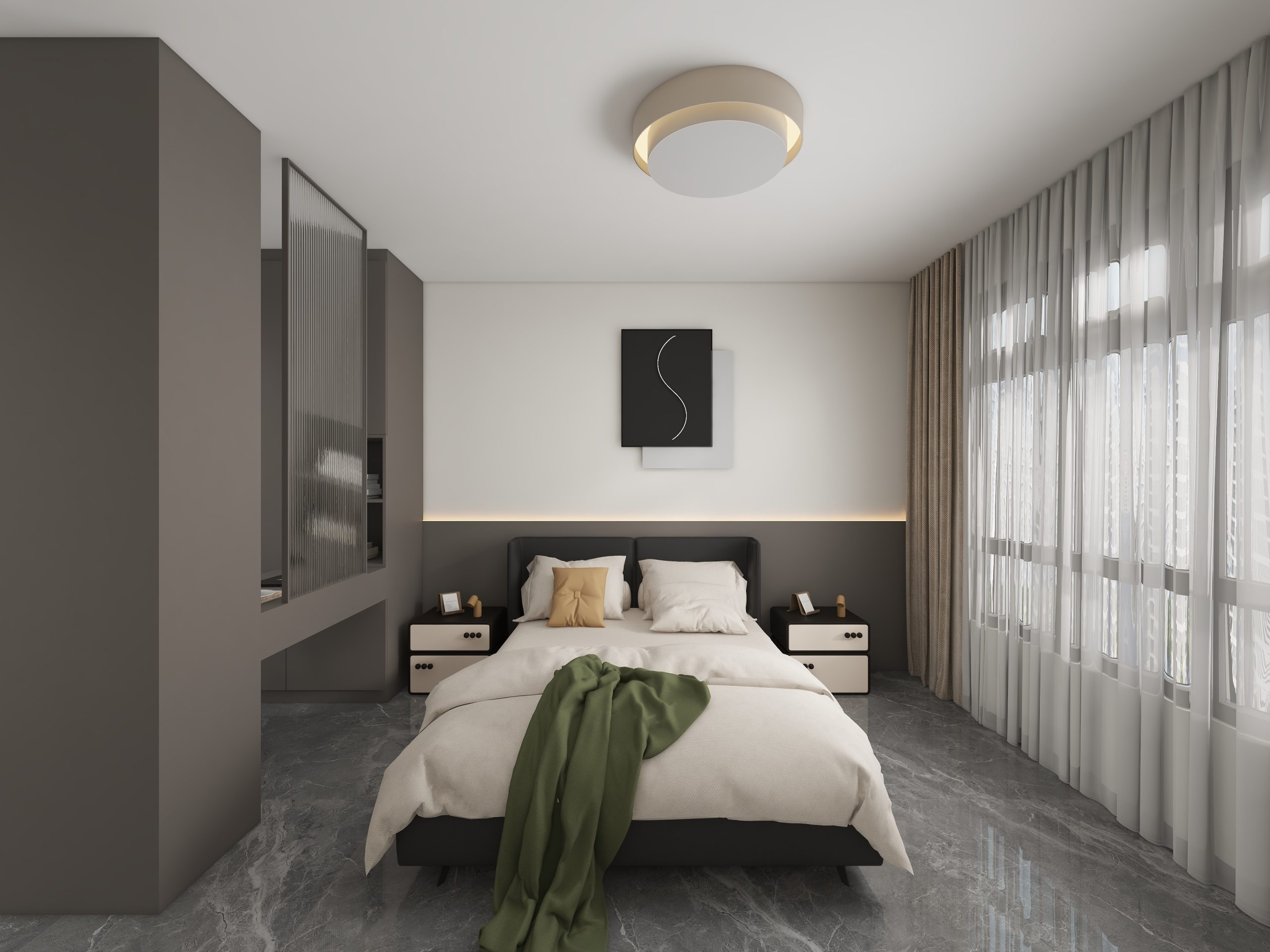 Master Bedroom Headboard with LED Strip