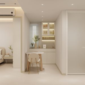 Bedroom 1 Bottom Storage Cabinet & Top Hung Cabinet with open shelve (5 fet)