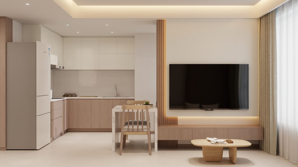 Living Room Suspended Tv Console  (8 feet) & Feature Wall  (25 sqft)