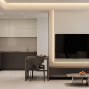 Living Room Suspended Tv Console  (8 feet) & Feature Wall  (25 sqft)