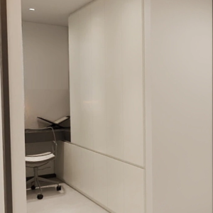 Bedroom 1 Full Height Storage Cabinet & L shape Study Table with Top hung Cabinet