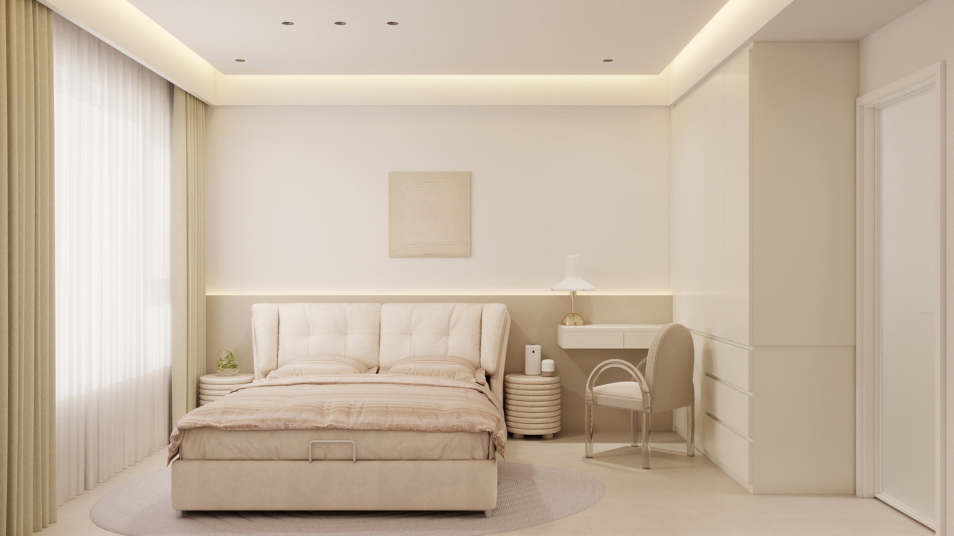 Master Bedroom Headboard with LED Strip