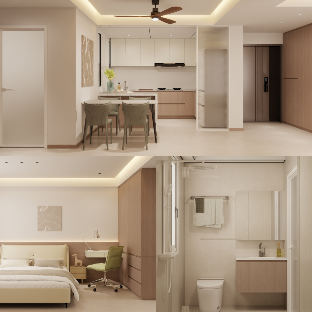 Jurong East Toh Guan Grove 4-Room Design B (Kitchen, Master Bedroom, and Bathroom Cabinets)