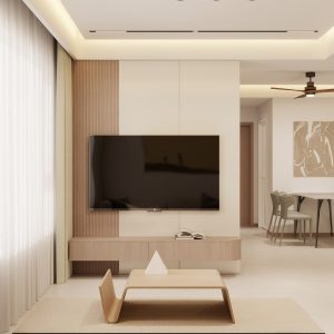 Living Room Suspended Tv Console & Feature Wall with LED Light  (6 feet)