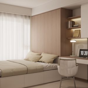 Bedroom 1 bedTatami Platform Bed with L-shape Casement Wardrobe (16.5 feet)