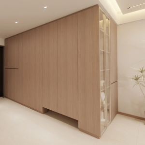 Foyer Full Height Shoes Cabinet and Bomb Shelter Door & Living Full Height Storage (14 feet)