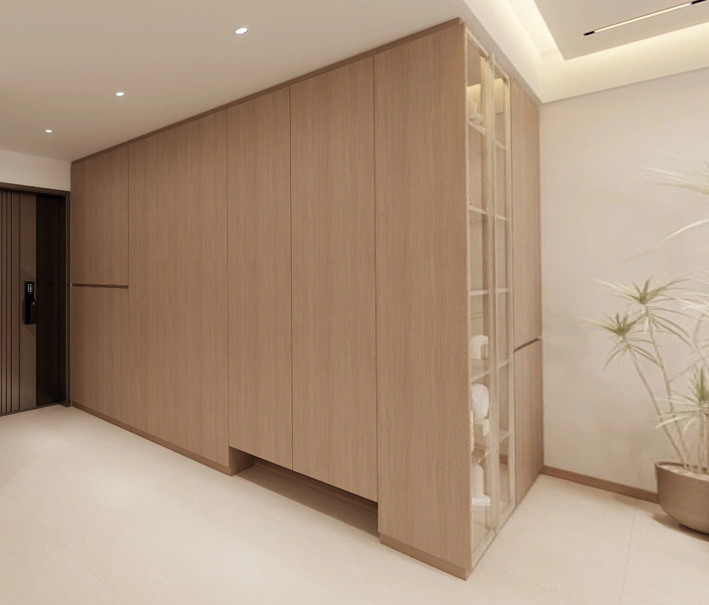 Foyer Full Height Shoes Cabinet and Bomb Shelter Door & Living Full Height Storage (14 feet)