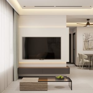 Living Room Suspended Tv Console & Feature Wall with LED Light  (6 feet)