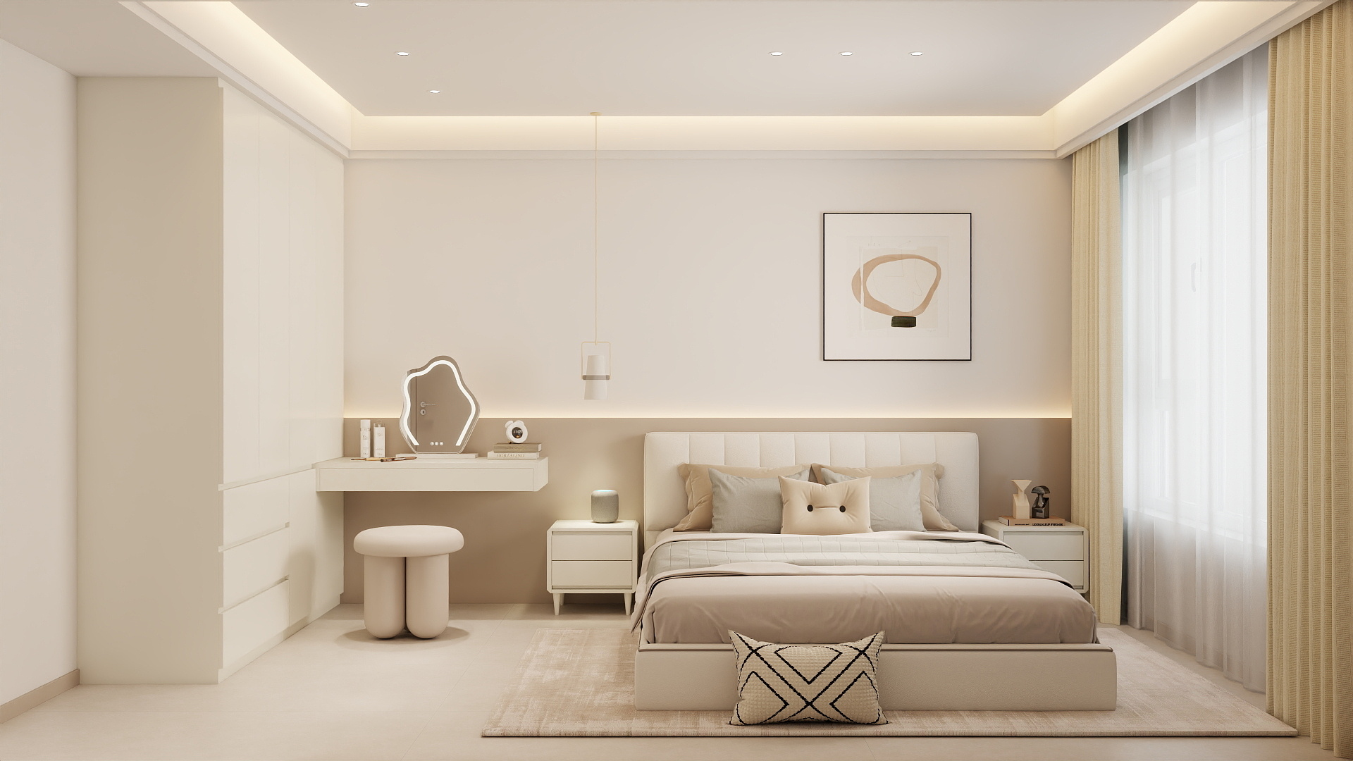 Master Bedroom Headboard with LED Strip