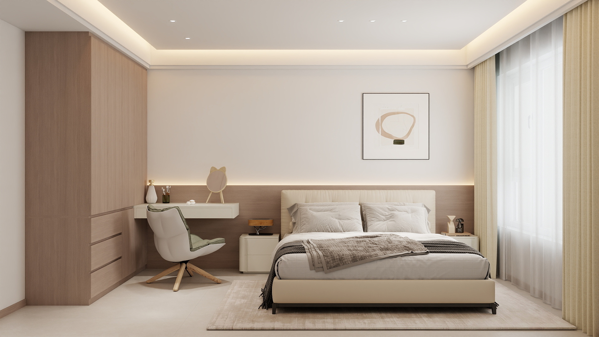 Master Bedroom Headboard with LED Strip