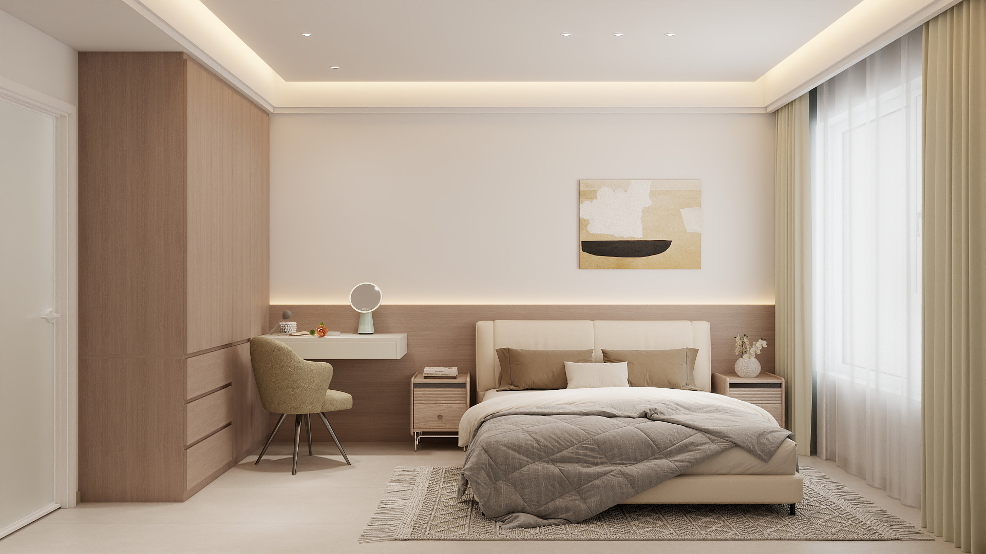 Master Bedroom Headboard with LED Strip