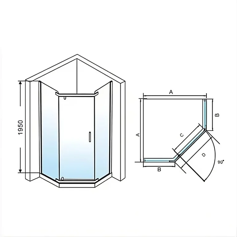 Bathroom Odd Shape Shower Screen (3 feet)