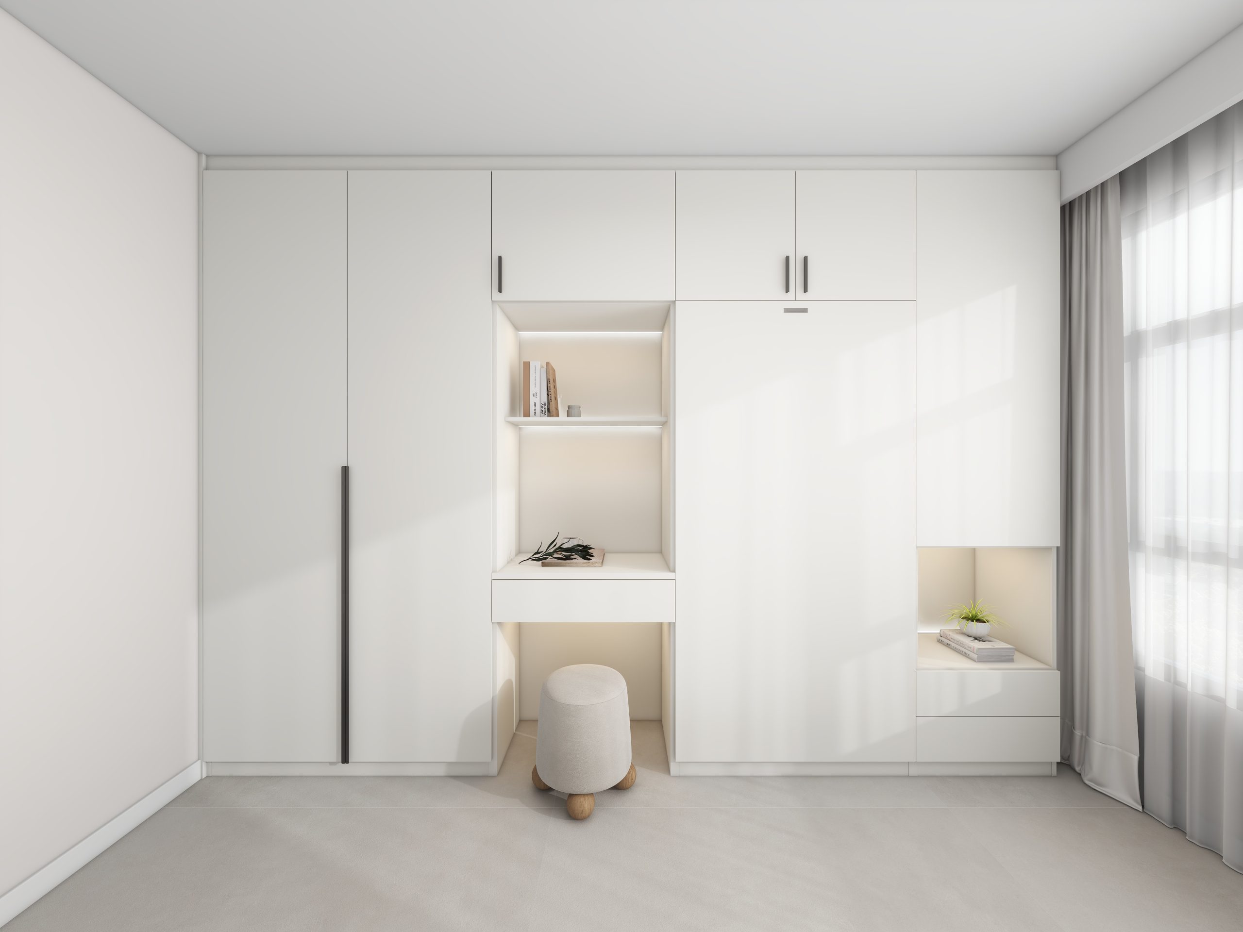 Bedroom 2 Space-Saving Bed with Casement Wardrobe and Dressing table