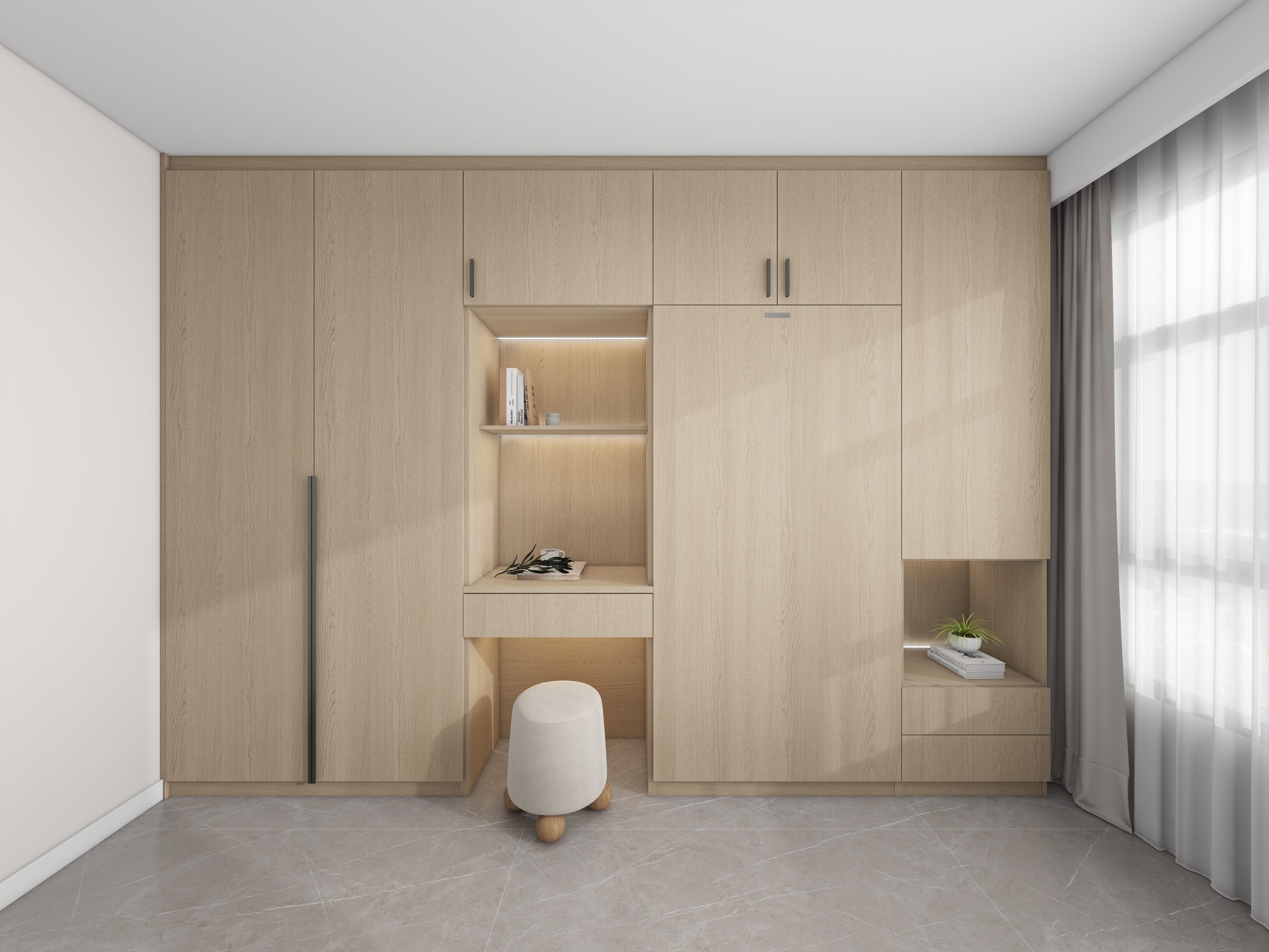 Bedroom 2 Space-Saving Bed with Casement Wardrobe and Dressing table