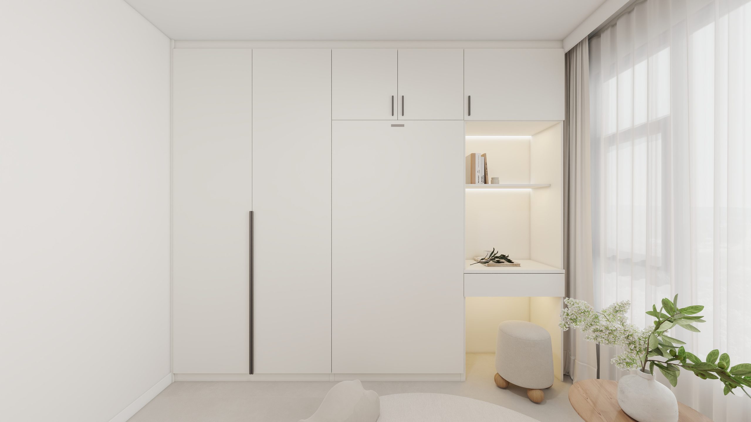 Bedroom 2 Space-Saving Bed with Casement Wardrobe and Dressing table