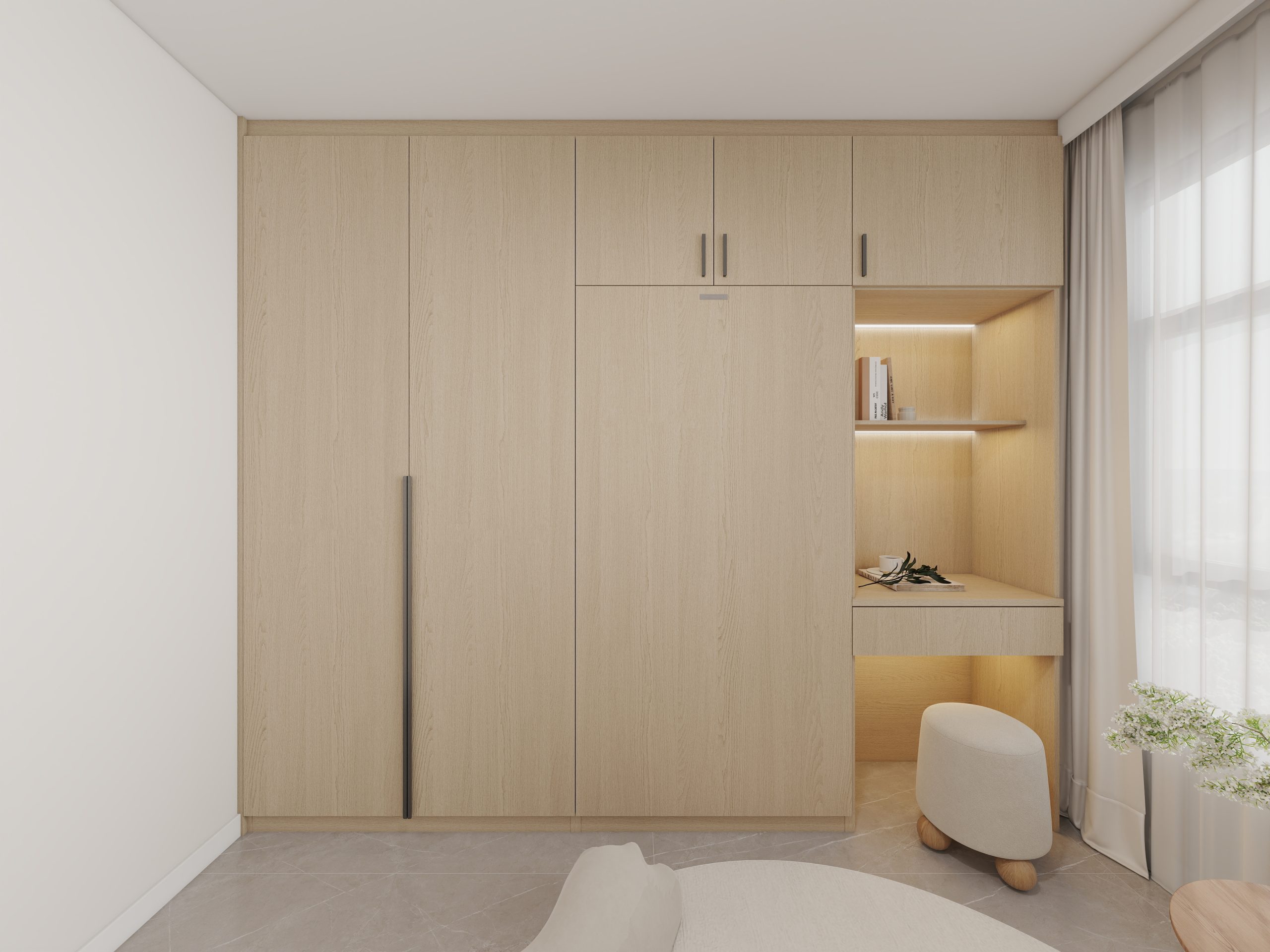 Bedroom 2 Space-Saving Bed with Casement Wardrobe and Dressing table