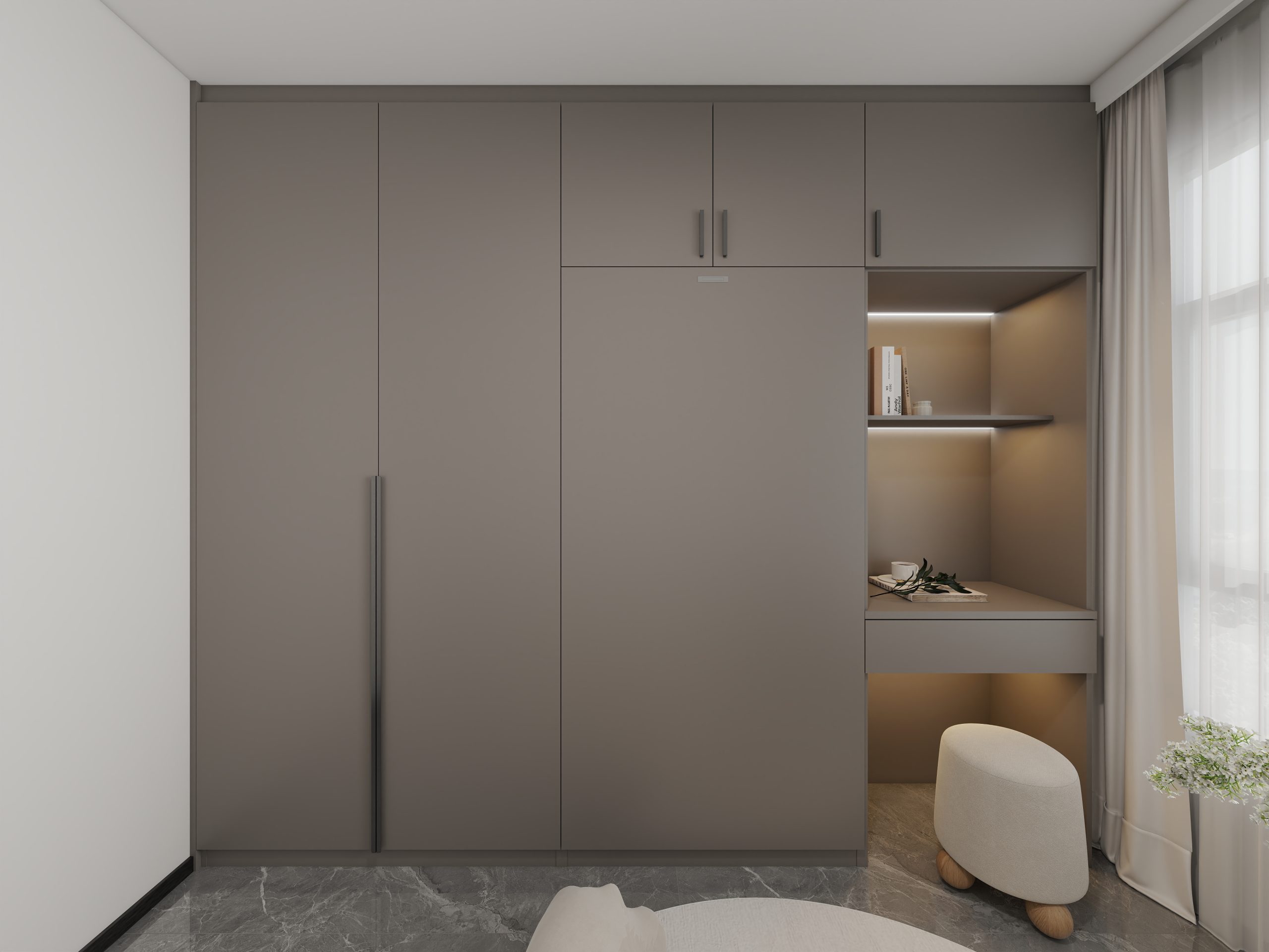 Bedroom 2 Space-Saving Bed with Casement Wardrobe and Dressing table