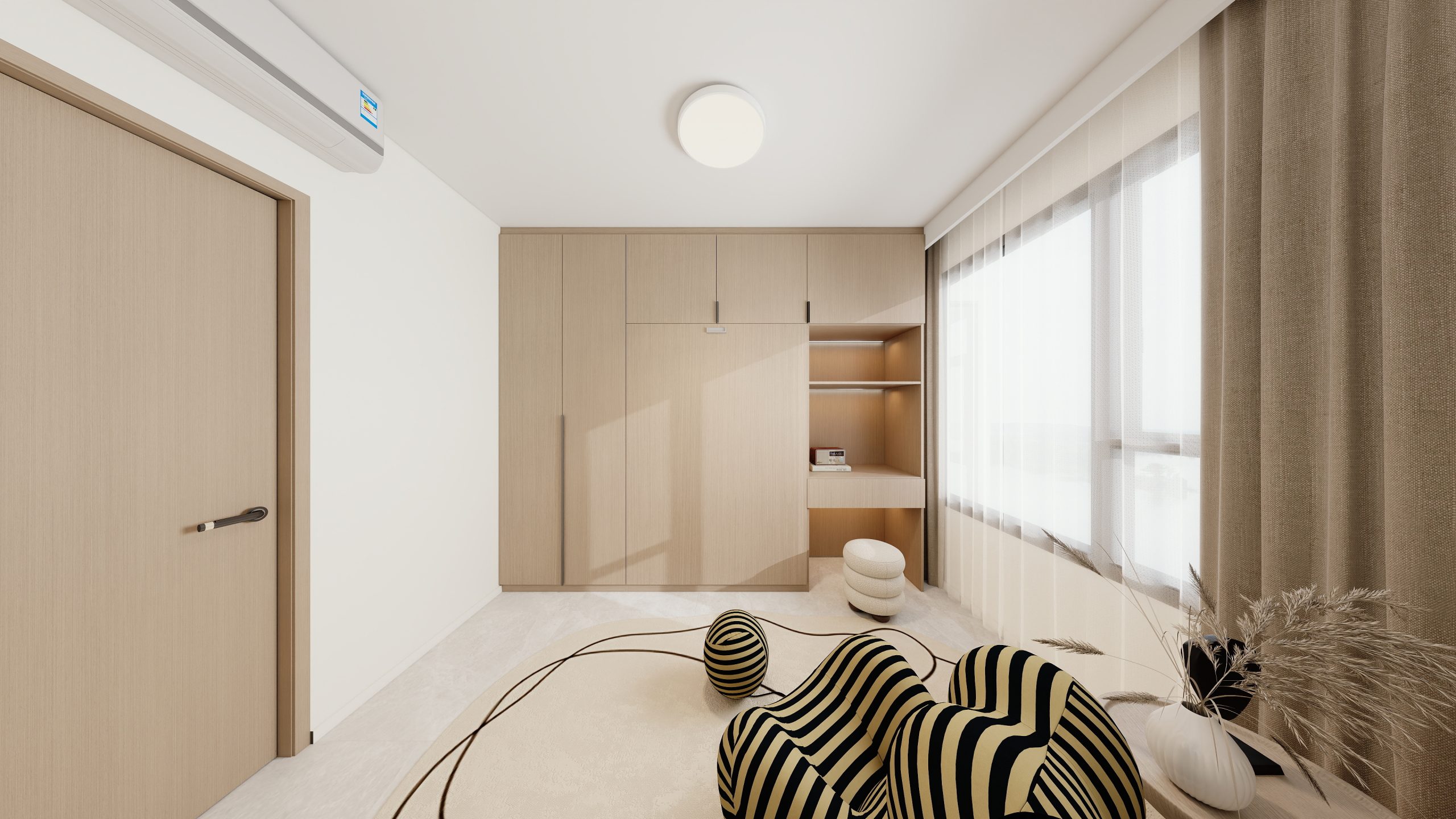 Bedroom 2 Space-Saving Bed with Casement Wardrobe and Dressing table