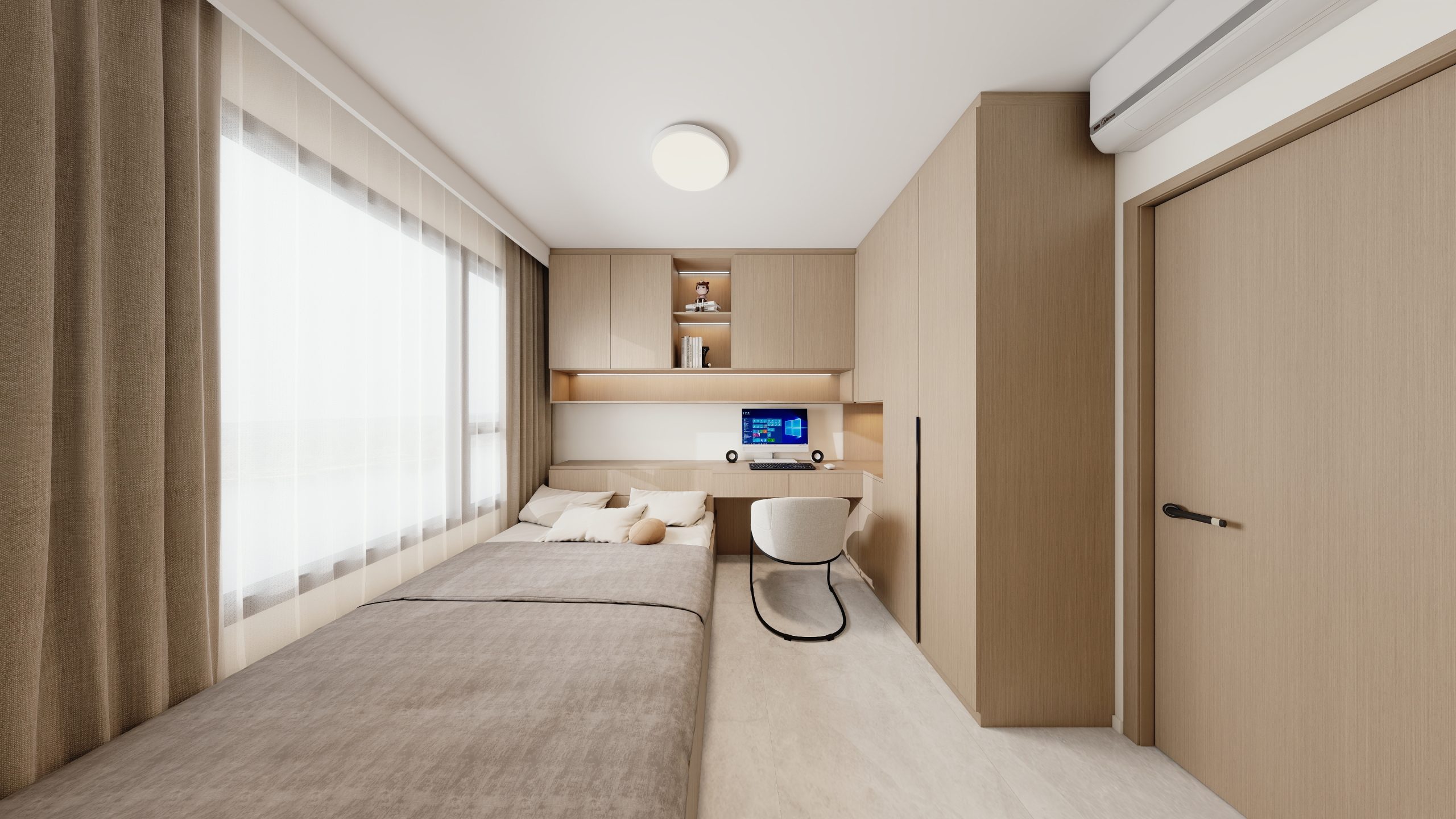 Bedroom 1 Tatami Platform Bed with Storage with Study Table