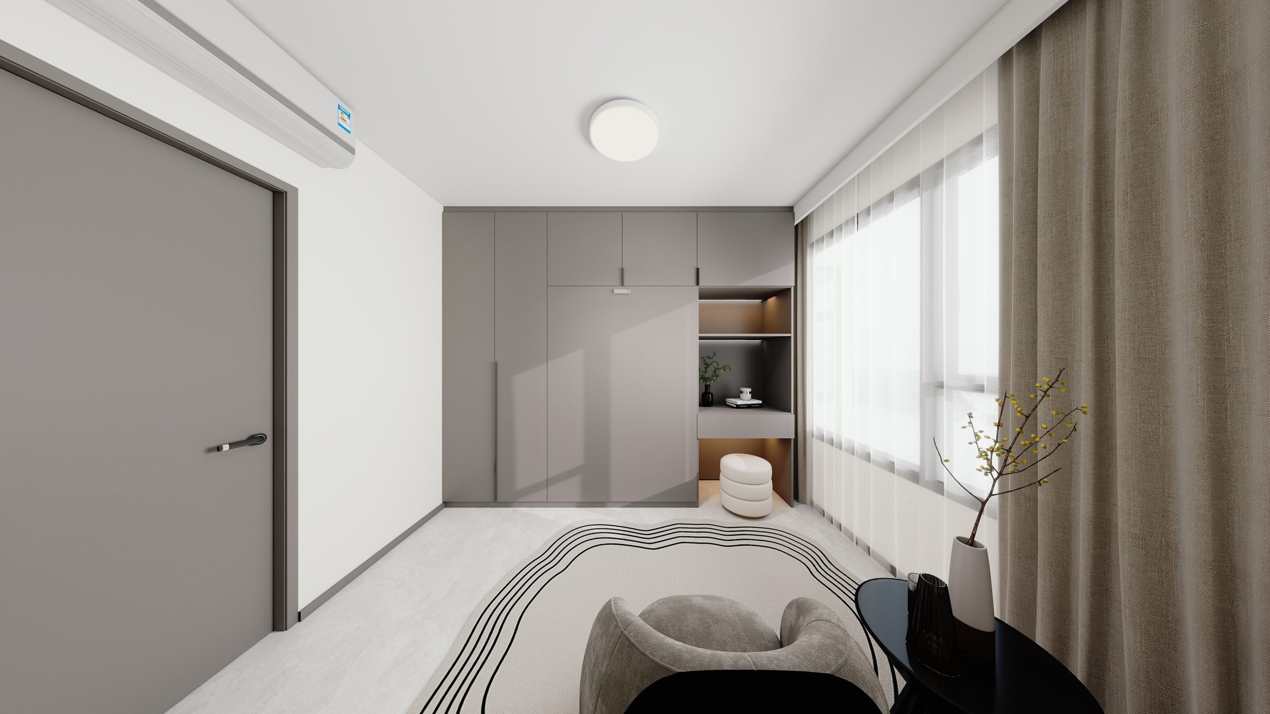 Bedroom 2 Space-Saving Bed with Casement Wardrobe and Dressing table