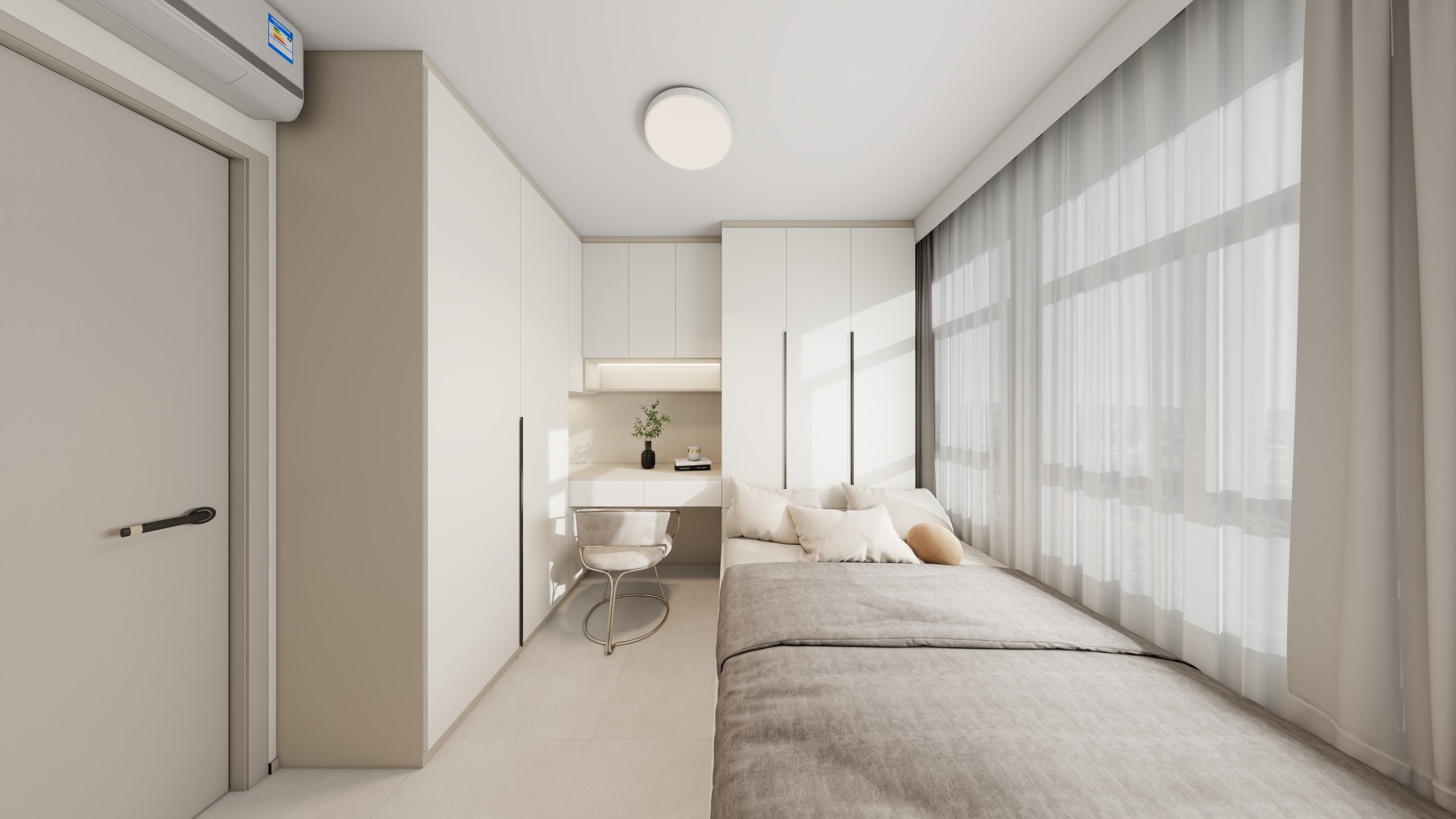 Bedroom 1 bedTatami Platform Bed with L-shape Casement Wardrobe