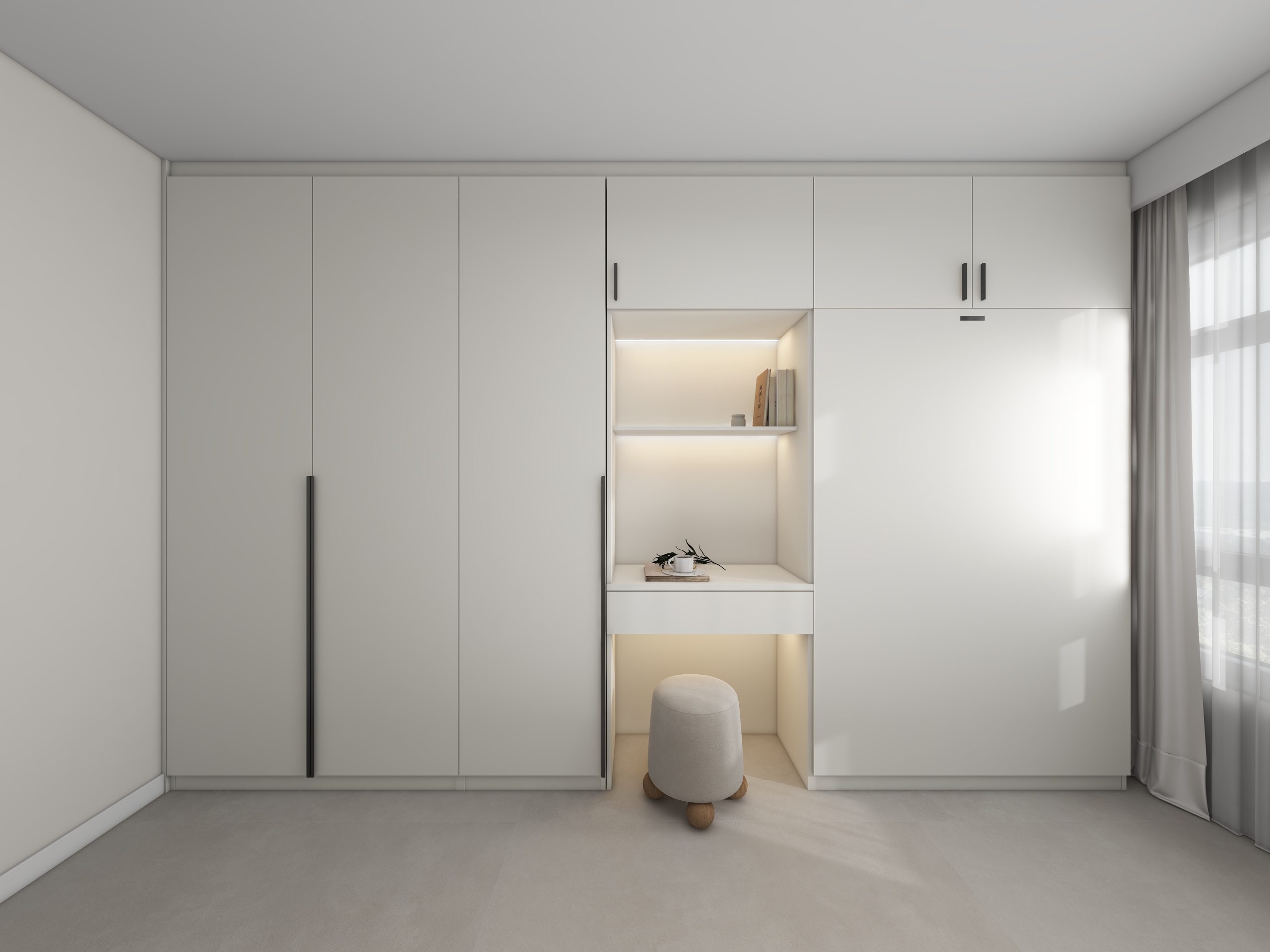 Bedroom 2 Space-Saving Bed with Casement Wardrobe and Dressing table