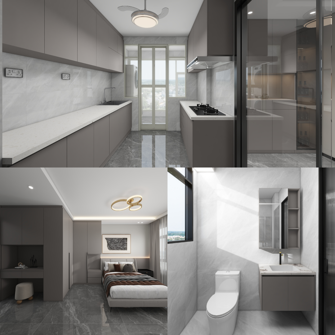Hougang Citrine 4-Room Design C (Kitchen, Master Bedroom, and Bathroom Cabinets)