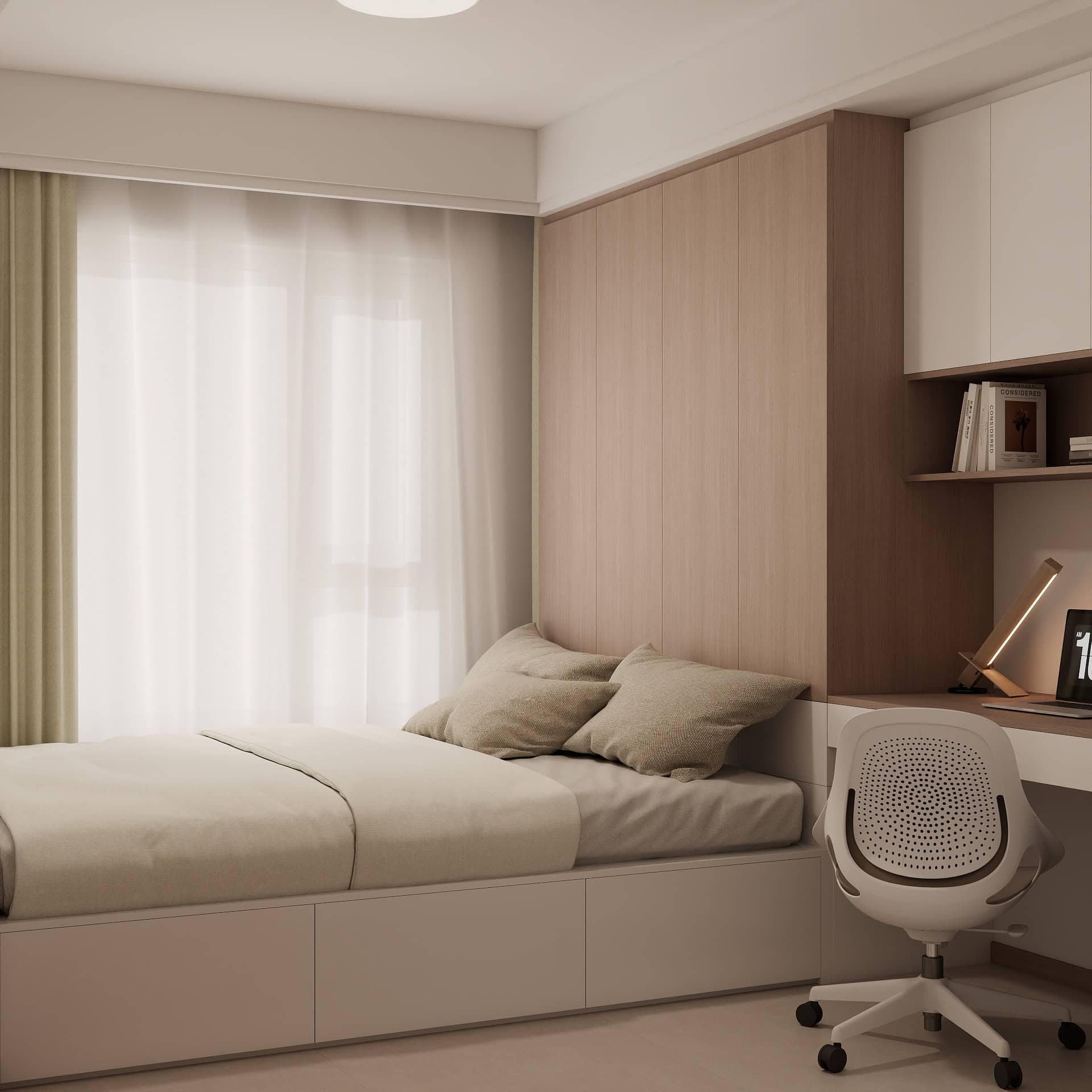 Bedroom 1 Tatami Platform Bed with Storage with Study Table