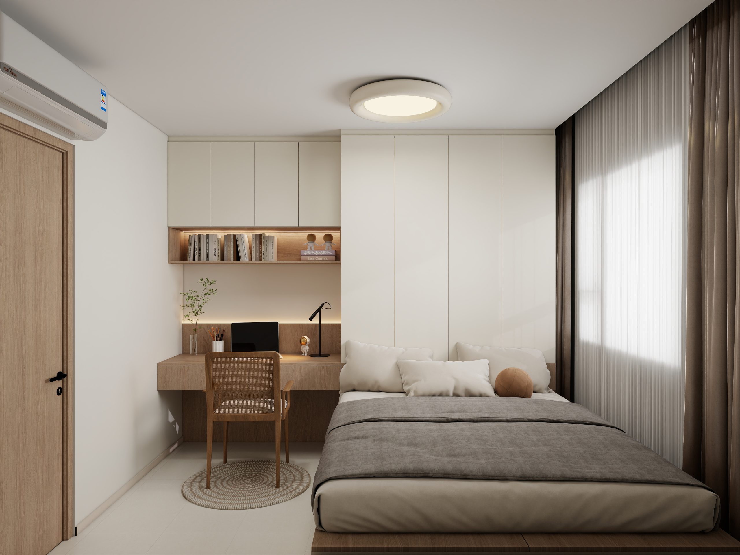 Bedroom 1 Tatami Platform Bed with Storage with Study Table