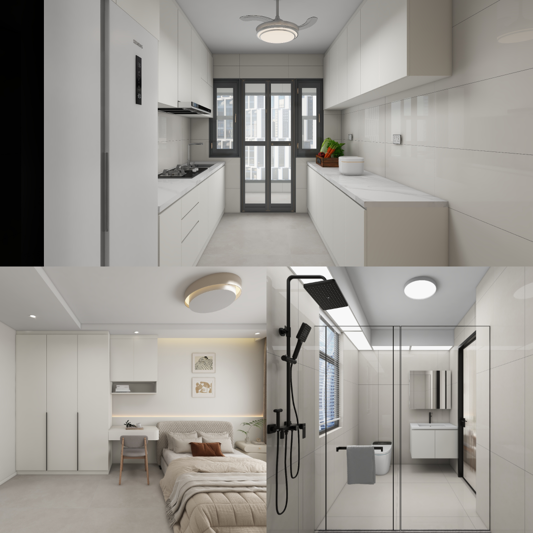 Tengah Parc Woods 4-Room Design A (Kitchen, Master Bedroom, and Bathroom Cabinets)
