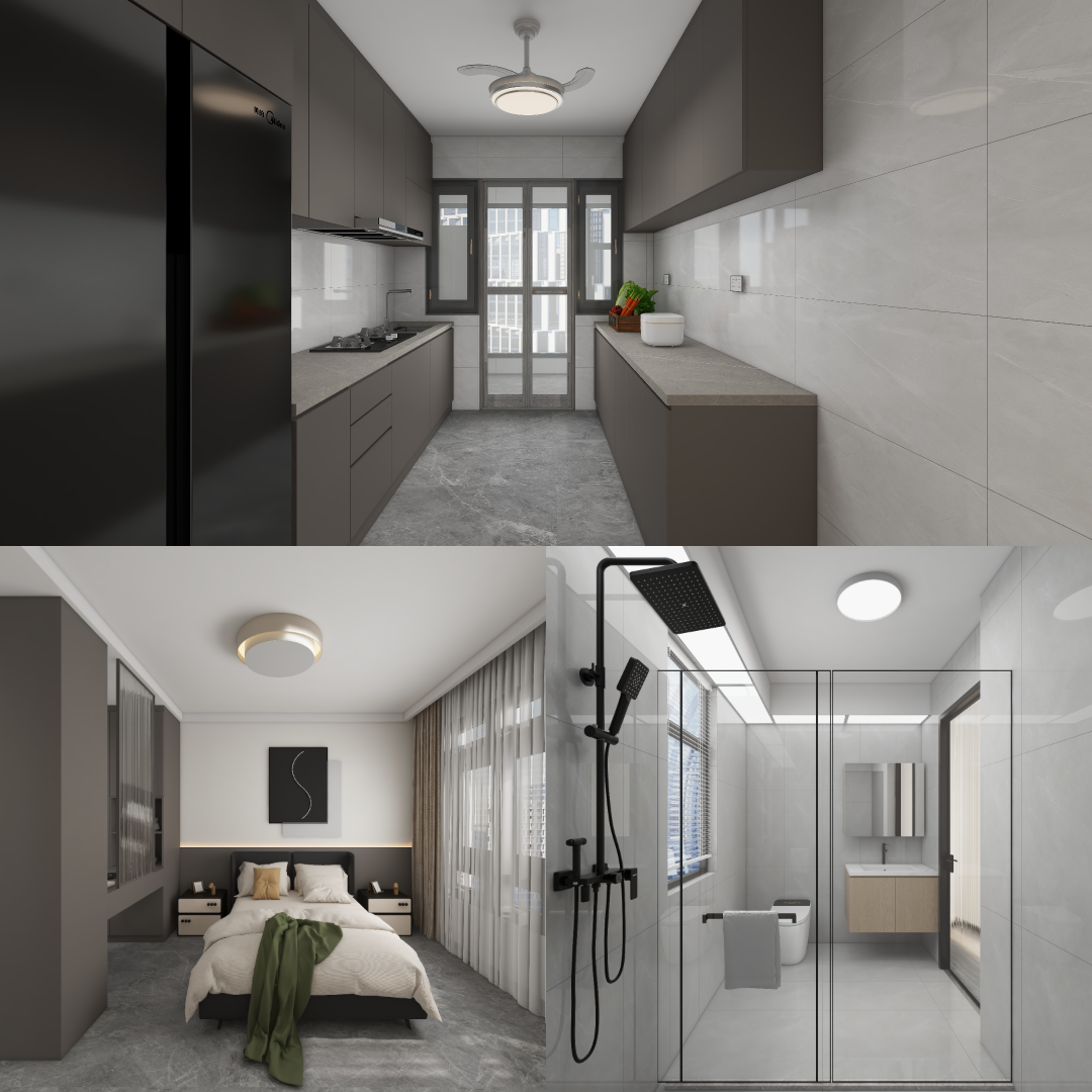 Tengah Parc Woods 4-Room Design C (Kitchen, Master Bedroom, and Bathroom Cabinets)