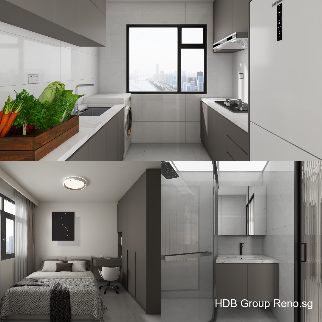 Punggol Point Cove 2-Room Design C (Kitchen, Master Bedroom, and Bathroom Cabinets)