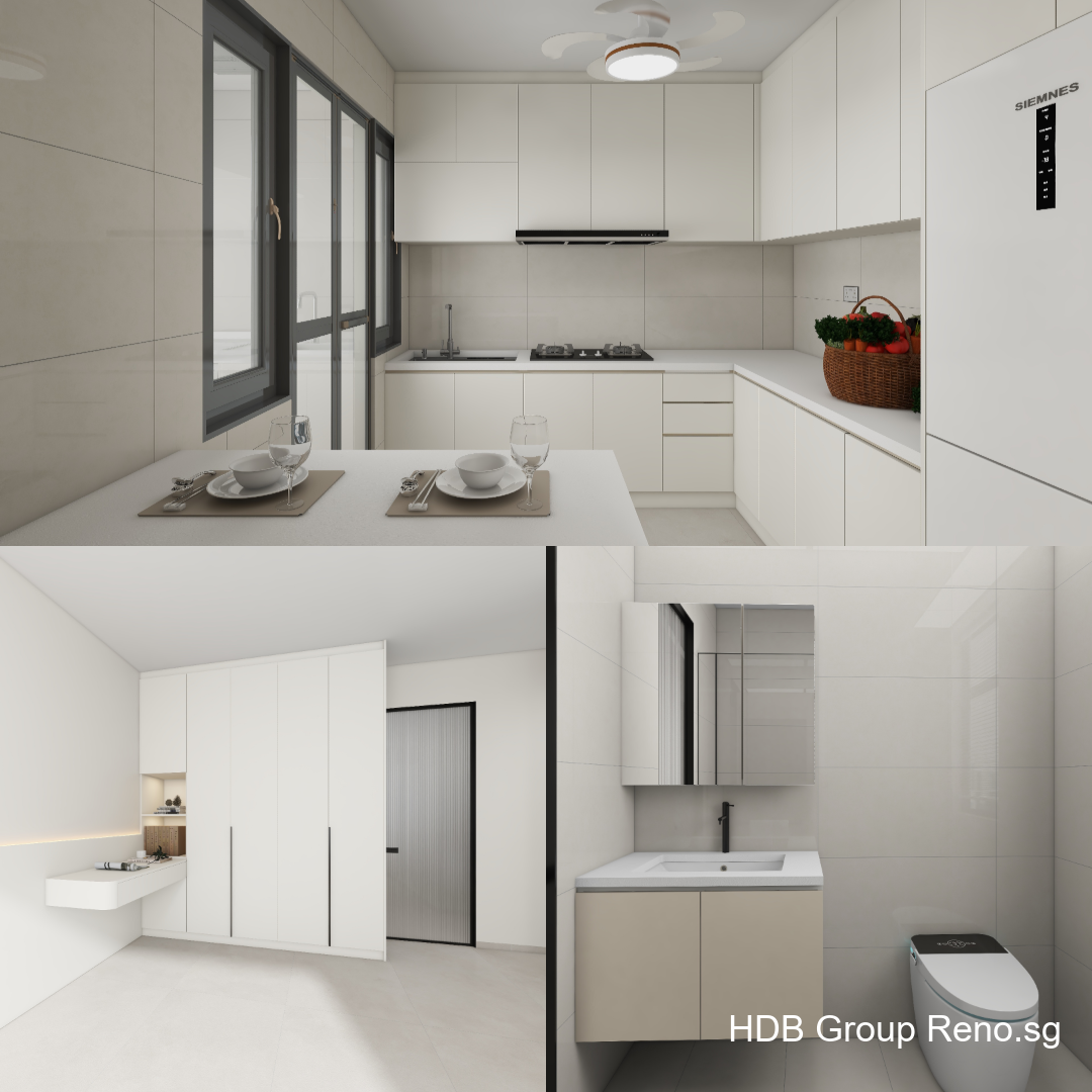 Punggol Point Cove 4-Room Design A (Kitchen, Master Bedroom, and Bathroom Cabinets)